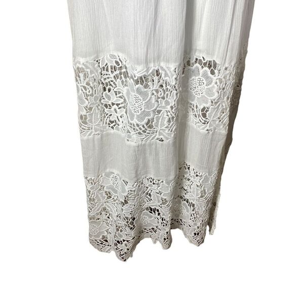 Lulus white halter maxi dress backless gauzy crochet lace cut outs small - Picture 4 of 6